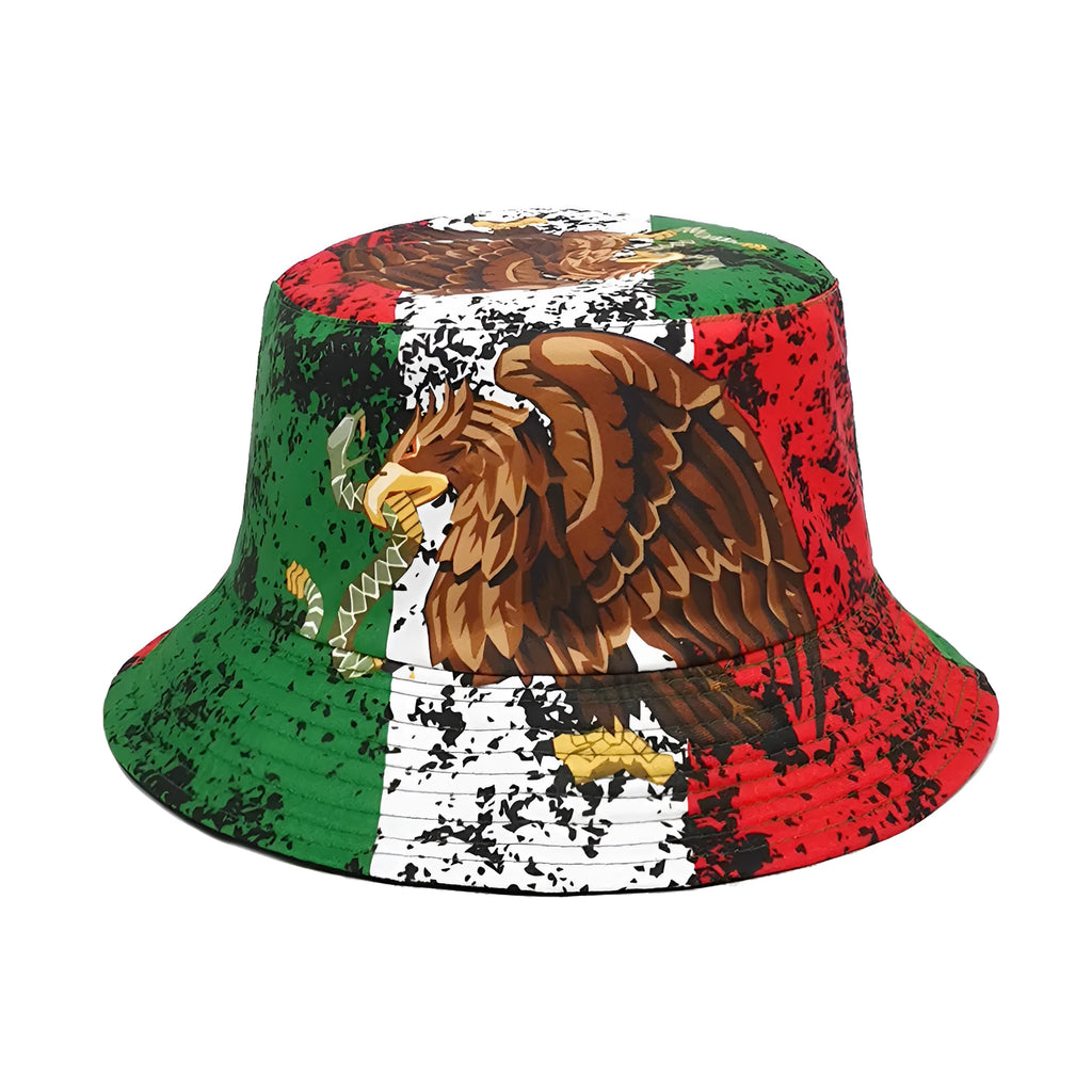 Retro bucket hat with eagle pattern design in medium size fitting 56-58cm head circumference
