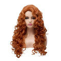Brown long wavy curly synthetic wig with net cap for Halloween and cosplay