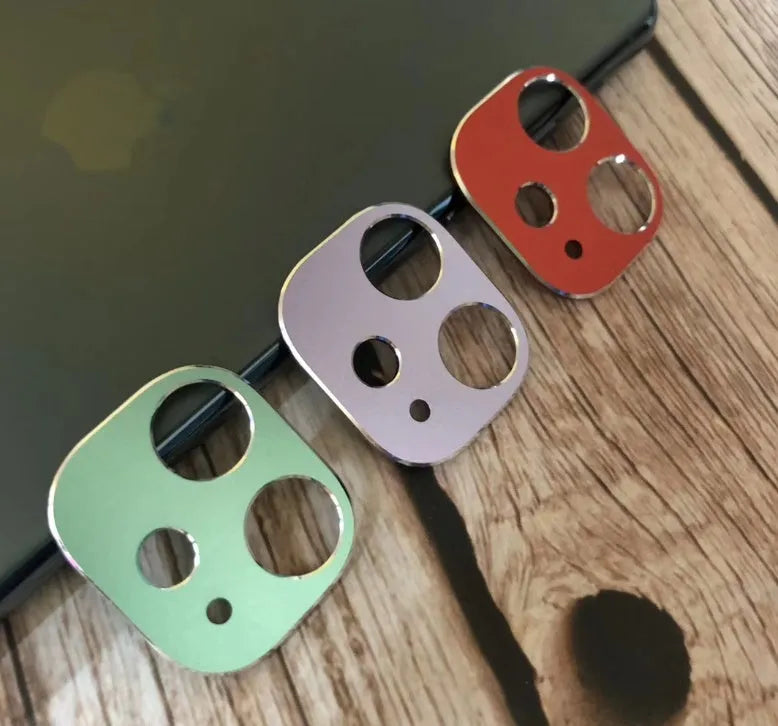 Metal camera lens protection ring for Apple iPhone 11 and iPhone 11 Pro in various colours.
