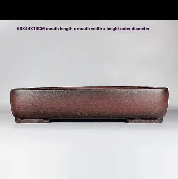 Handmade rectangular purple clay flower pot with antique finish for indoor plants