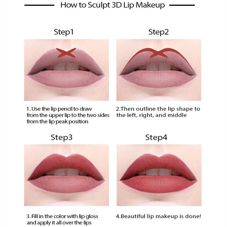 Matte lip wood liner pencil in natural shades with water-resistant 24-hour formula