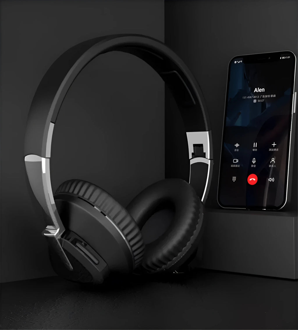 H3 wireless Bluetooth headset in black colour with all-inclusive ear cushions and control buttons