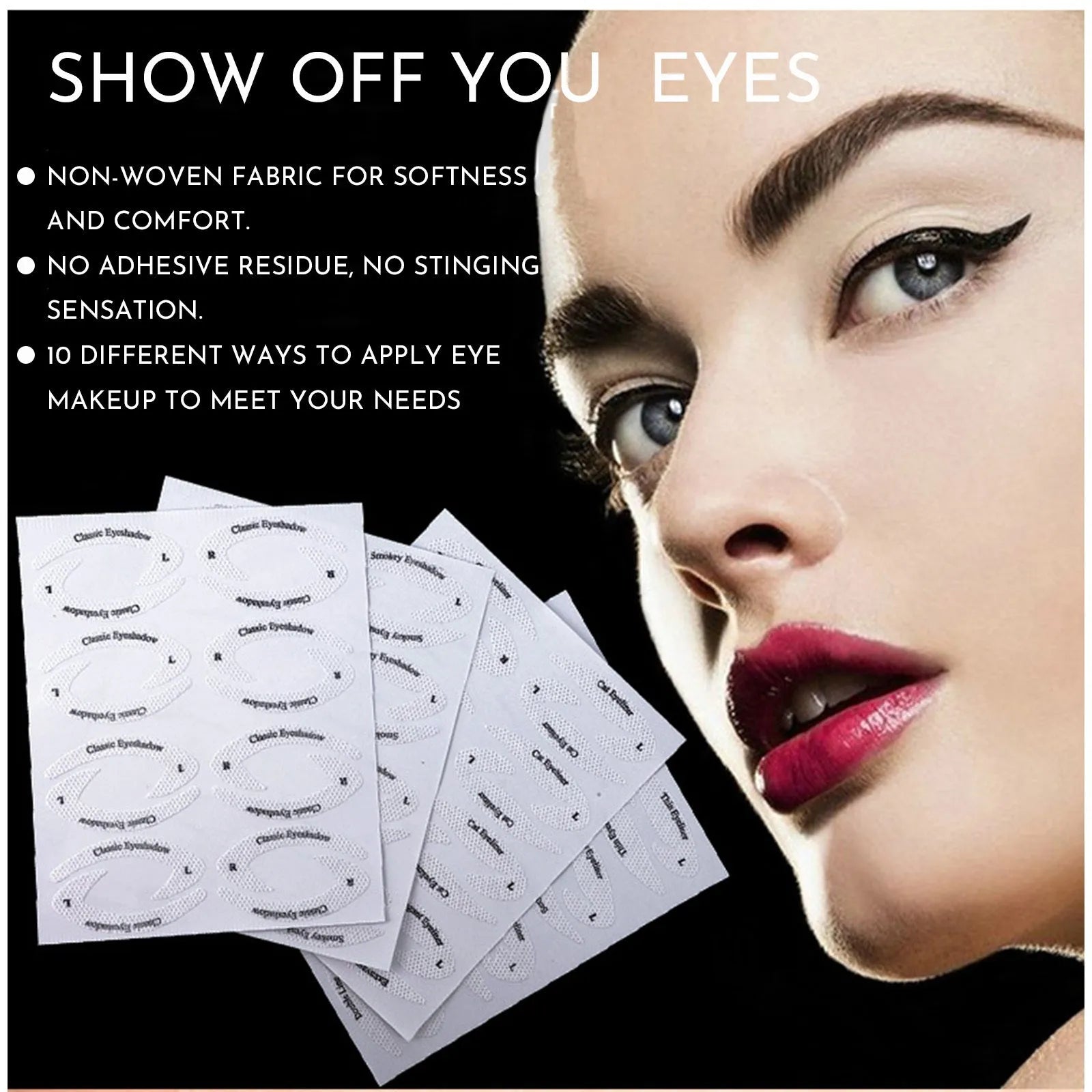 Set of 4 reusable flexible eyeliner sticker templates for eye makeup application