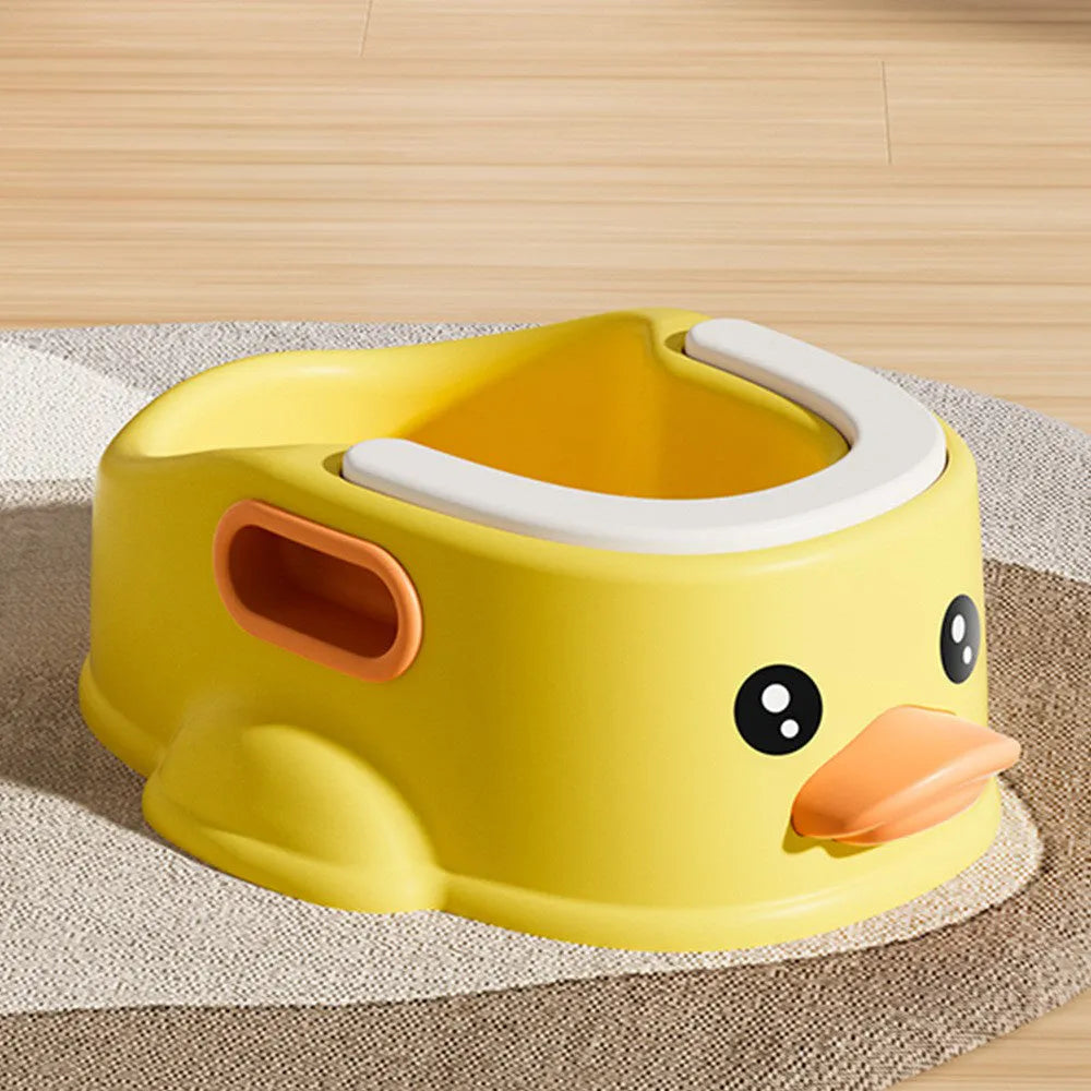 Blue duck-shaped PVC bathtub for washing small dogs and cats on a plain background.