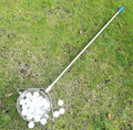 Stainless steel golf ball picker tool in metallic colour for retrieving balls from hazards.