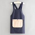 Waterproof polyester kitchen apron in free size showing colour options including black, dark blue, coffee and purplish blue