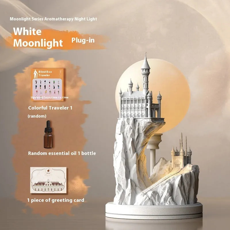 White composite gypsum table lamp with night light function on bedside table