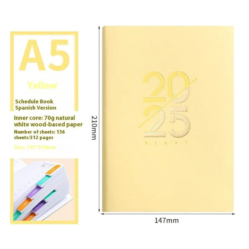 A5 faux leather daily planner in multiple colours with 150 sheets of Dorian paper