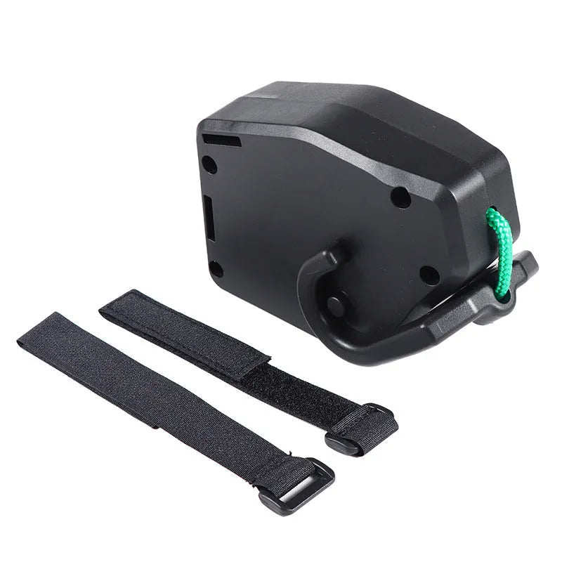 Black plastic bicycle trailer rope with buckle for connecting trailers to bicycles