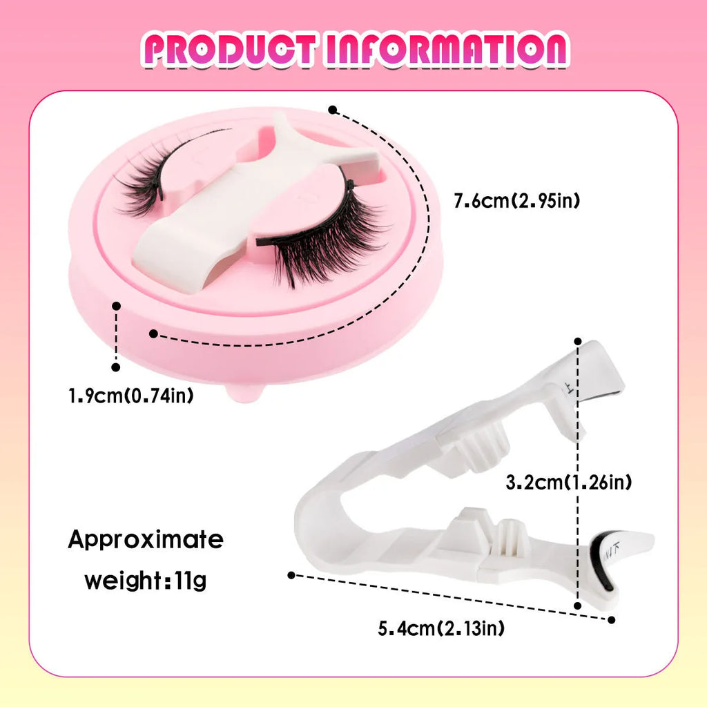 Set of reusable waterproof false eyelashes with thick artificial fibre strands and a flexible glue-free band.