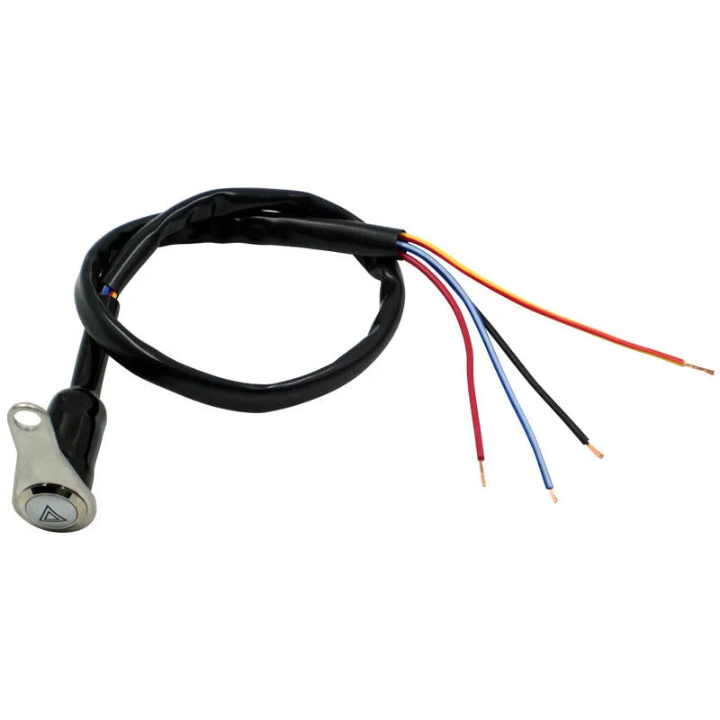 Black stainless steel motorcycle switch with metal button and illuminated light ring for double flash control