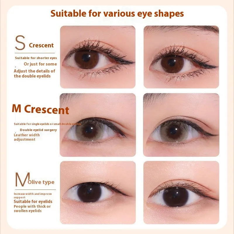 Pack of invisible lace double eyelid stickers showing Crescent and Olive shape options.