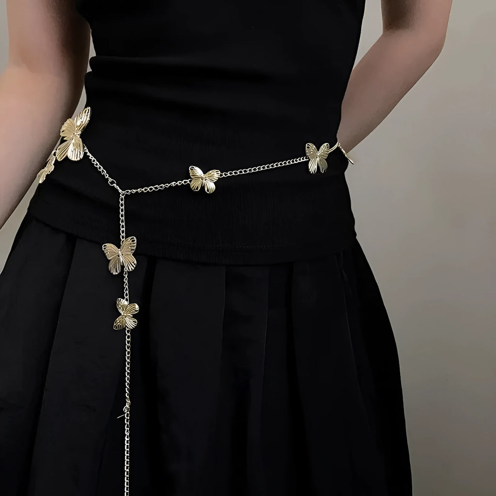 Butterfly design waist chain in gold or silver colour with 104cm length