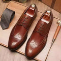 Men's British brogue leather formal shoes with carved patterns and pointed toe in six colour options