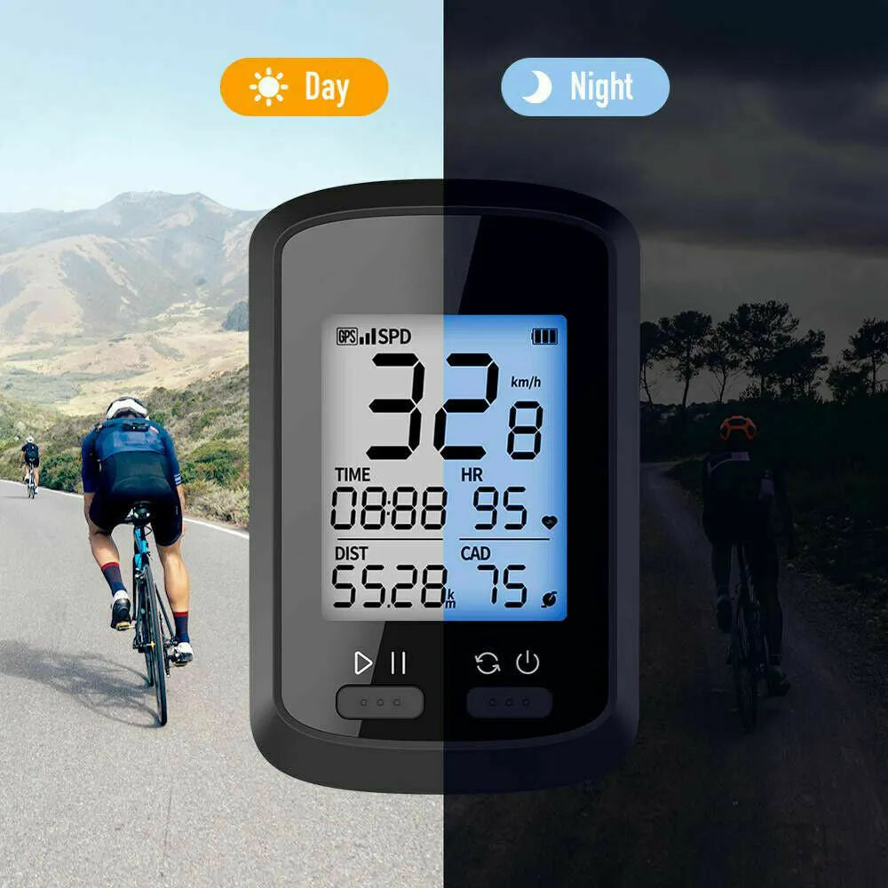 Black waterproof plastic sports stopwatch with a wrist strap for cycling and running.