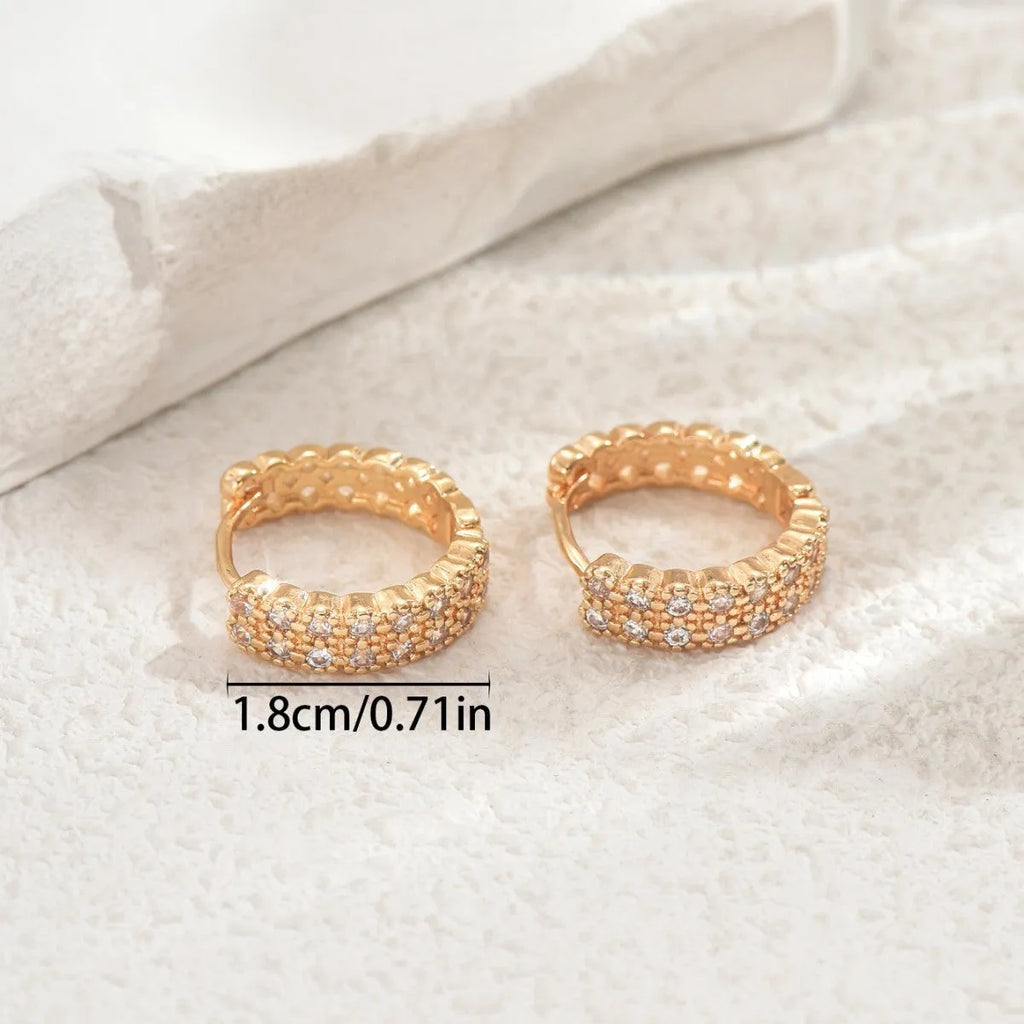 Geometry pattern copper ear studs with circular dot and ring elements in DE20288 colour