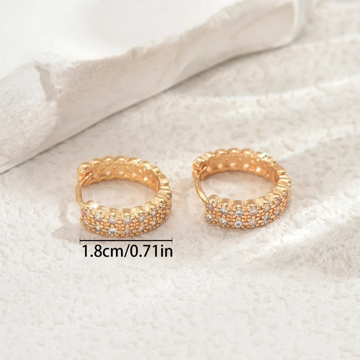 Geometry pattern copper ear studs with circular dot and ring elements in DE20288 colour