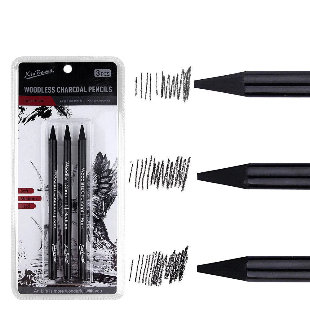 Set of six wood-free graphite full lead sketching pencils in grades HB, 2B, 4B, 6B, 8B, and EE.
