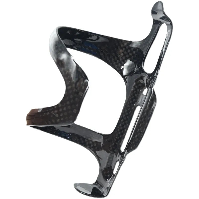 Black carbon fibre bicycle water bottle cage for road and mountain bikes
