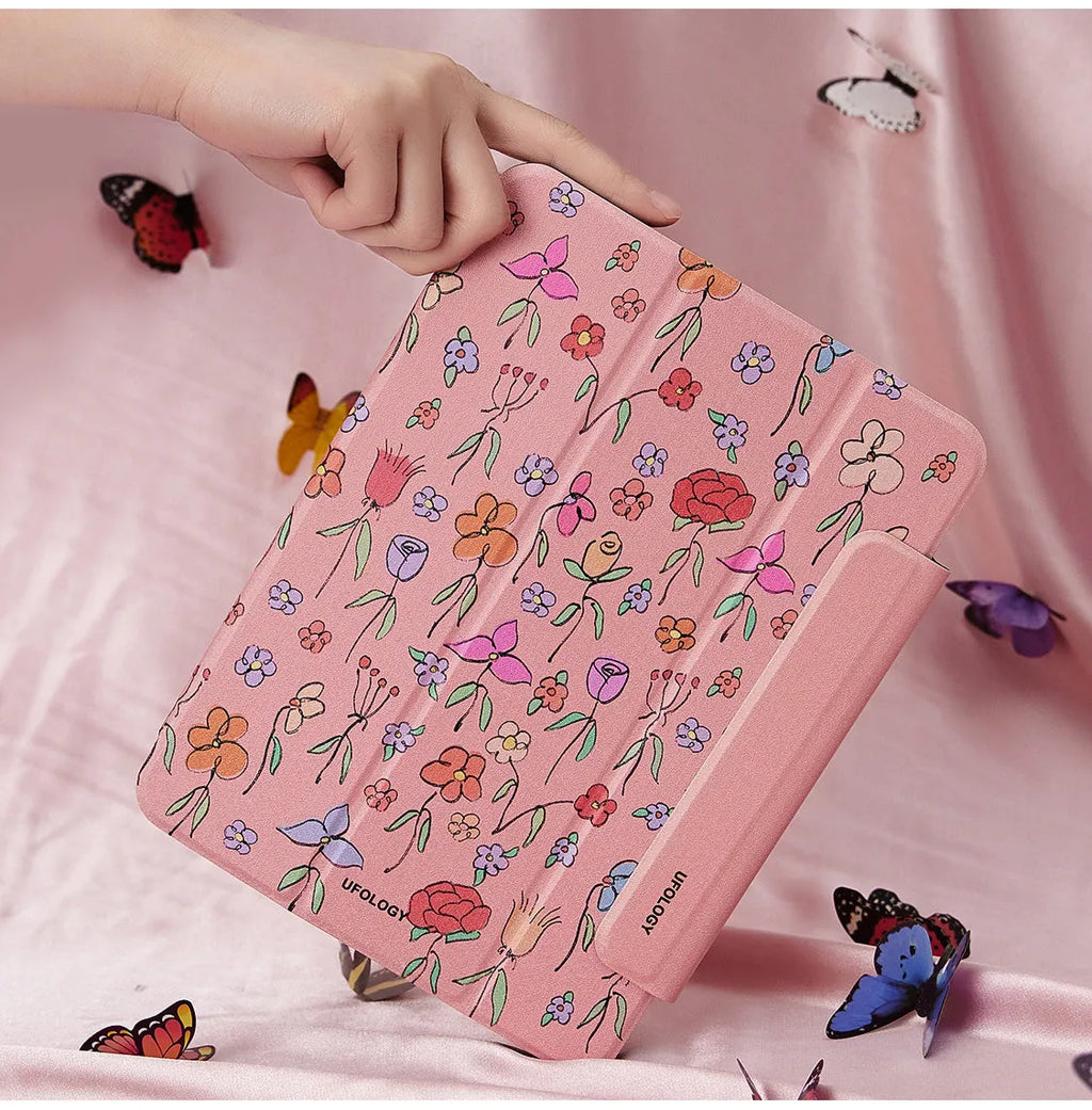 Black magnetic suction closure protective flat shell case for iPad Air 4 and iPad Air 5 10.9 inch tablets.