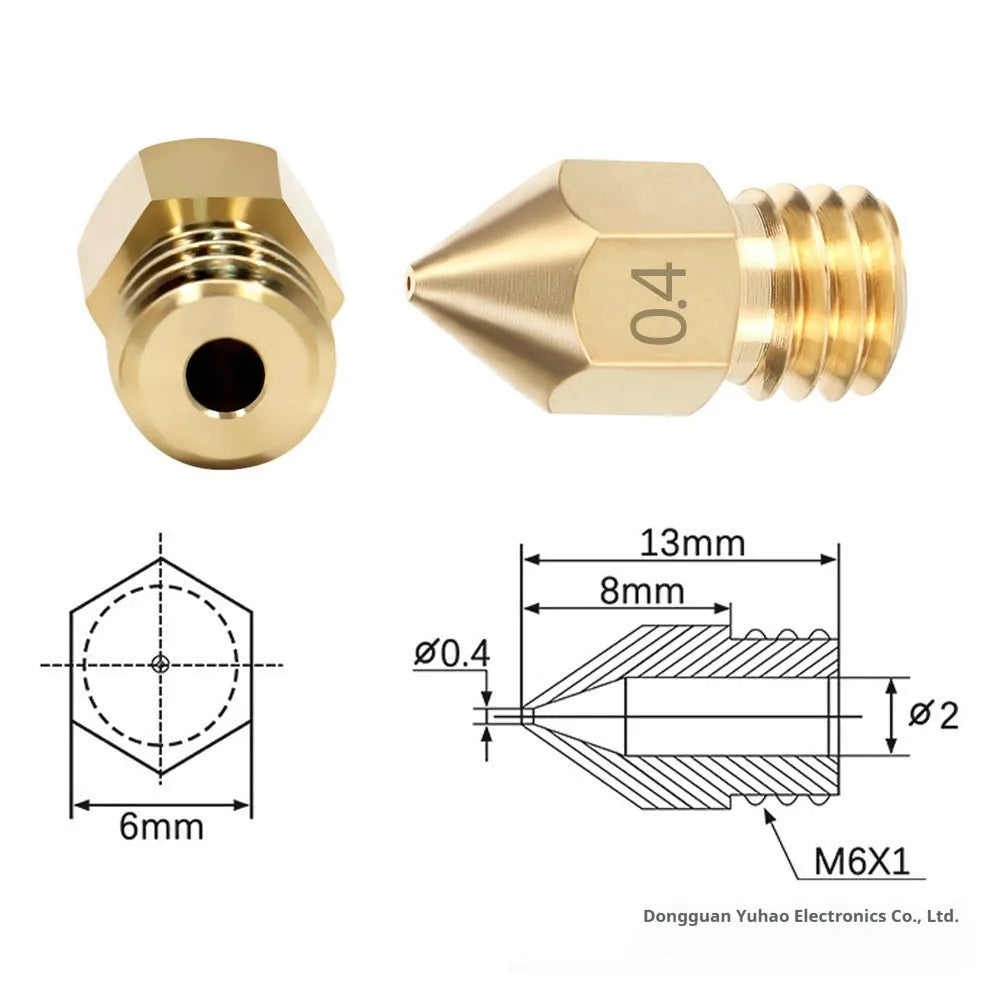 MK8 brass alloy nozzle and stainless steel cleaning pin for 3D printer maintenance