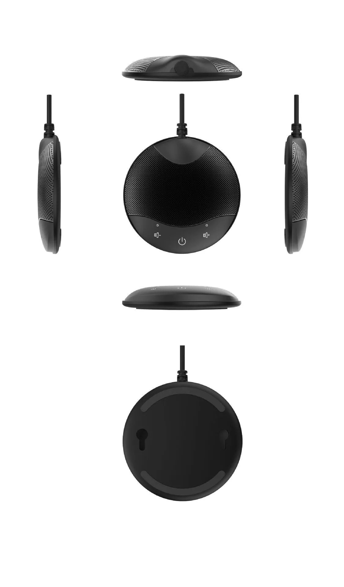 Black A7 USB condenser desktop microphone for conference calls measuring 9x9x1.7cm