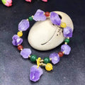 Natural shaped amethyst bead bracelet with fu character charm for women's romantic jewellery