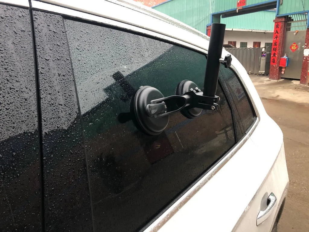 Black ABS off-road car sucker base with round rubber suction cup for vehicle window mounting