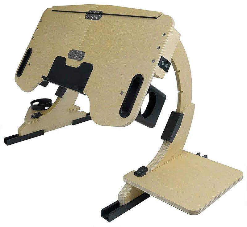 Wooden folding computer table with adjustable angle for bed use in white maple colour