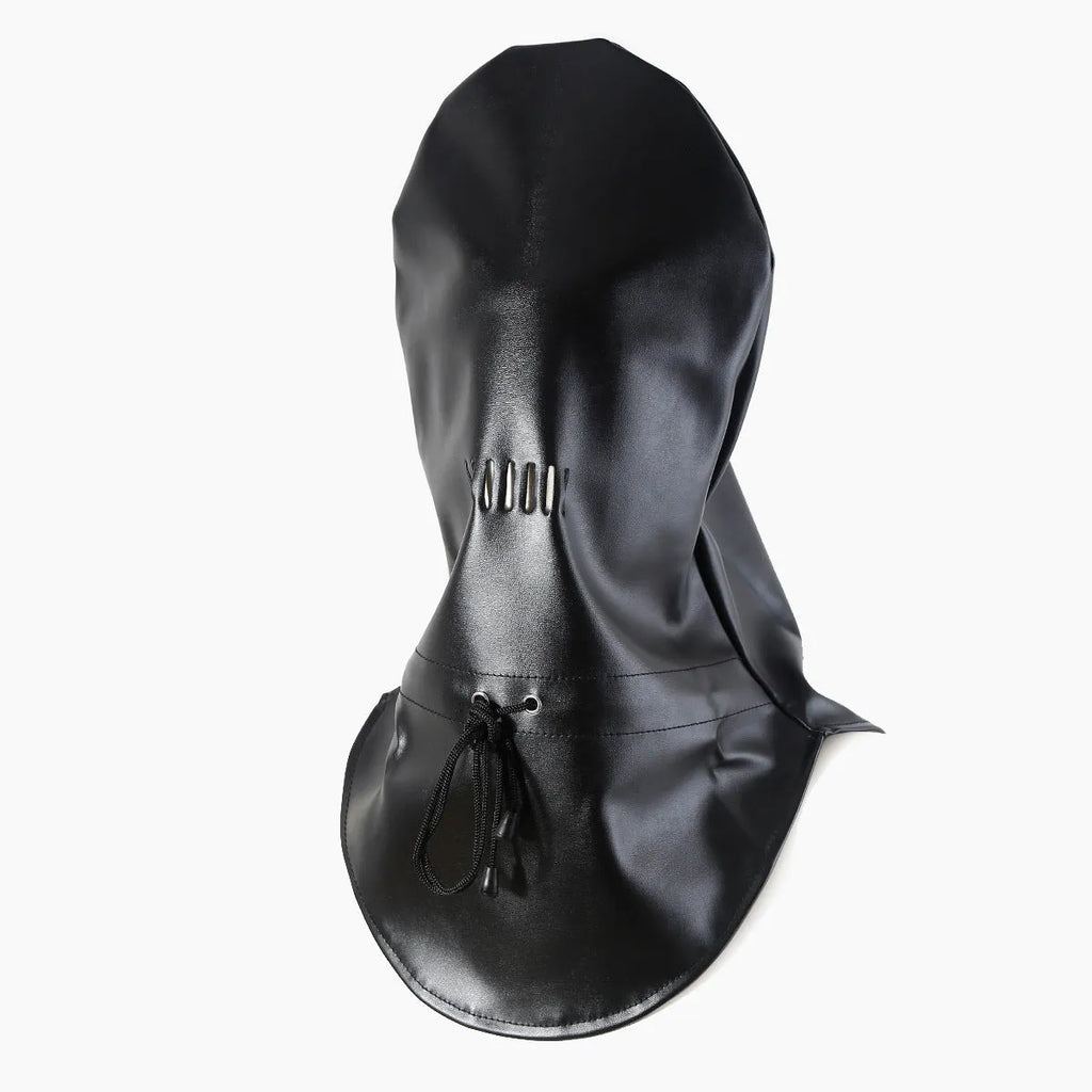 Black PU leather breathable adult roleplay mask with adjustable straps for BDSM training props