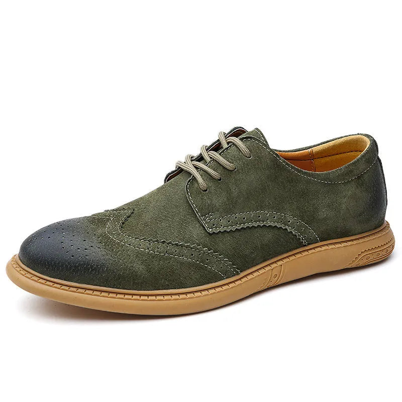 Men's business formal leather shoes in black with retro lace-up design and leather stitching details