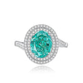 Geometric S925 sterling silver women's ring with an oval Palaibahao emerald and diamond accents.
