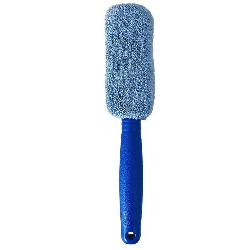 Microfiber car wash tire brush with long handle for cleaning wheels and hub caps