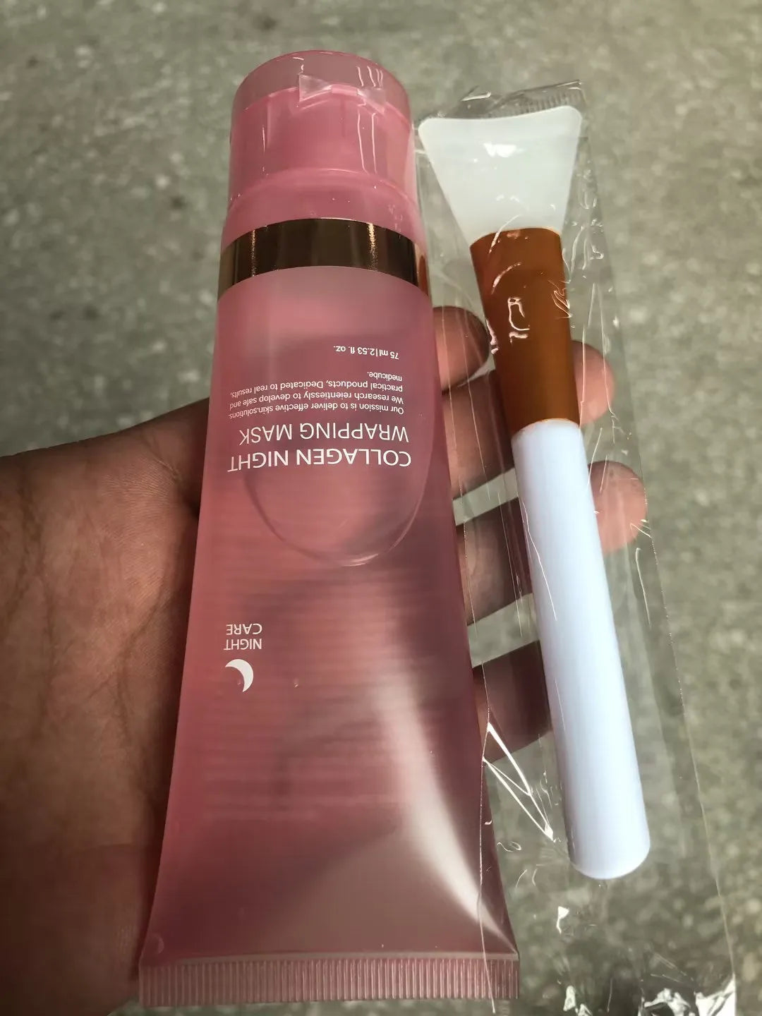 75ml collagen night face mask with application brush for firming and hydration