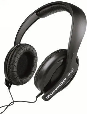 Black head-mounted stereo headphones with over-ear design and detachable cable for professional monitoring and gaming