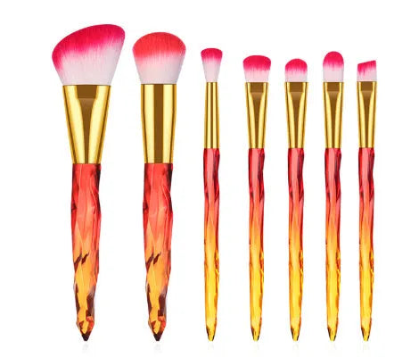 Crystal diamond handle foundation brush set with artificial fibre bristles in four colour options