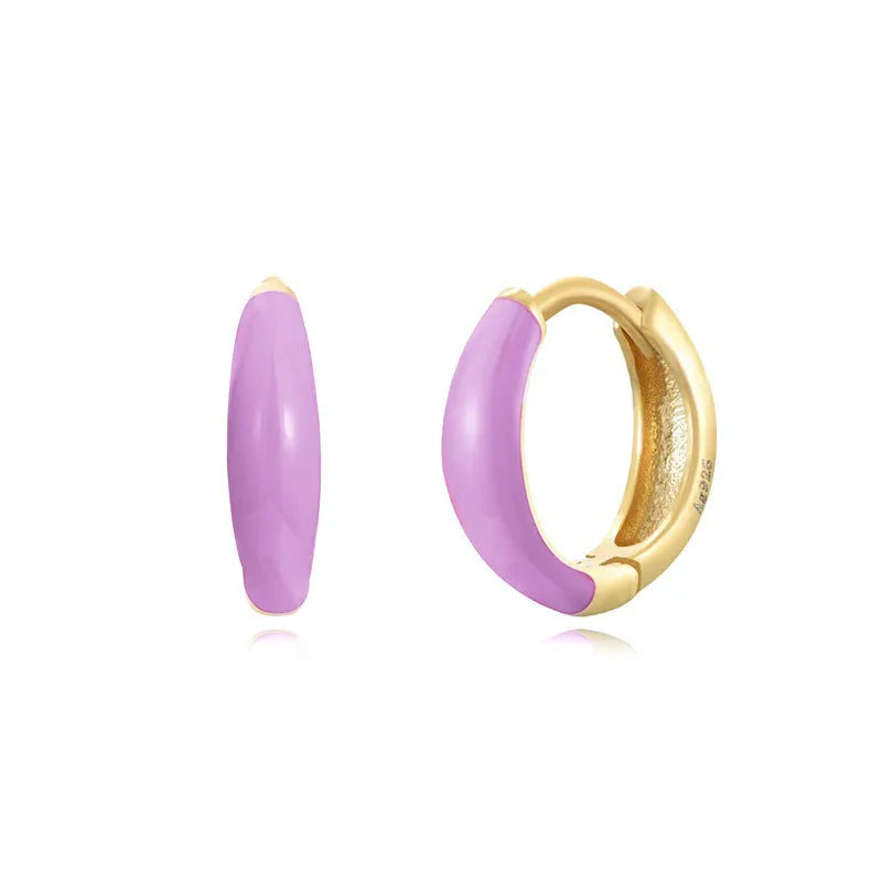 Geometric U-shaped oval earrings with colour epoxy finish in seven colour options