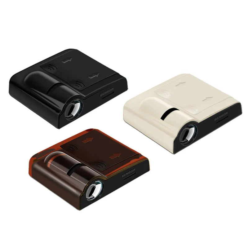 Black and beige ABS plastic car decorative projection radium lamp body measuring 6.5cm x 6.3cm
