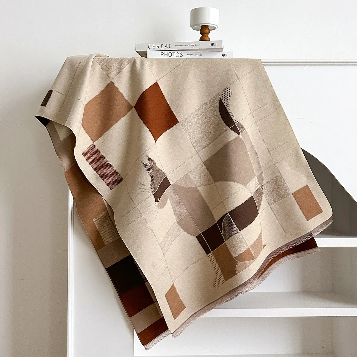 Imitation cashmere scarf shawl in various colours showing 185x65cm dimensions