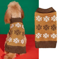 Grey and dark brown dog sweater with snowflake pattern for Christmas and winter wear