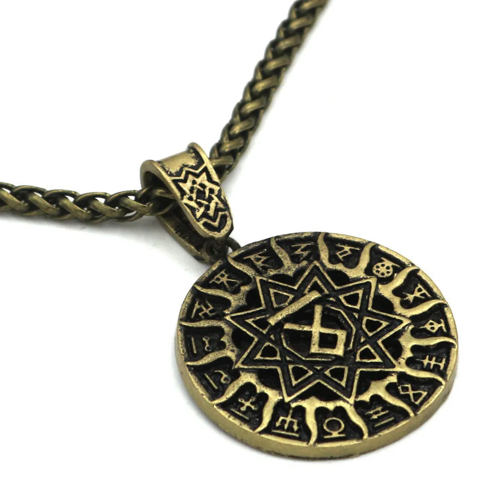 Lunavin pendant necklace with alloy construction and choice of leather rope or snake bones chain in antique silver or bronze