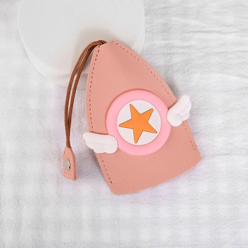 Colourful cartoon pull-out key case made from PU leather showing design options