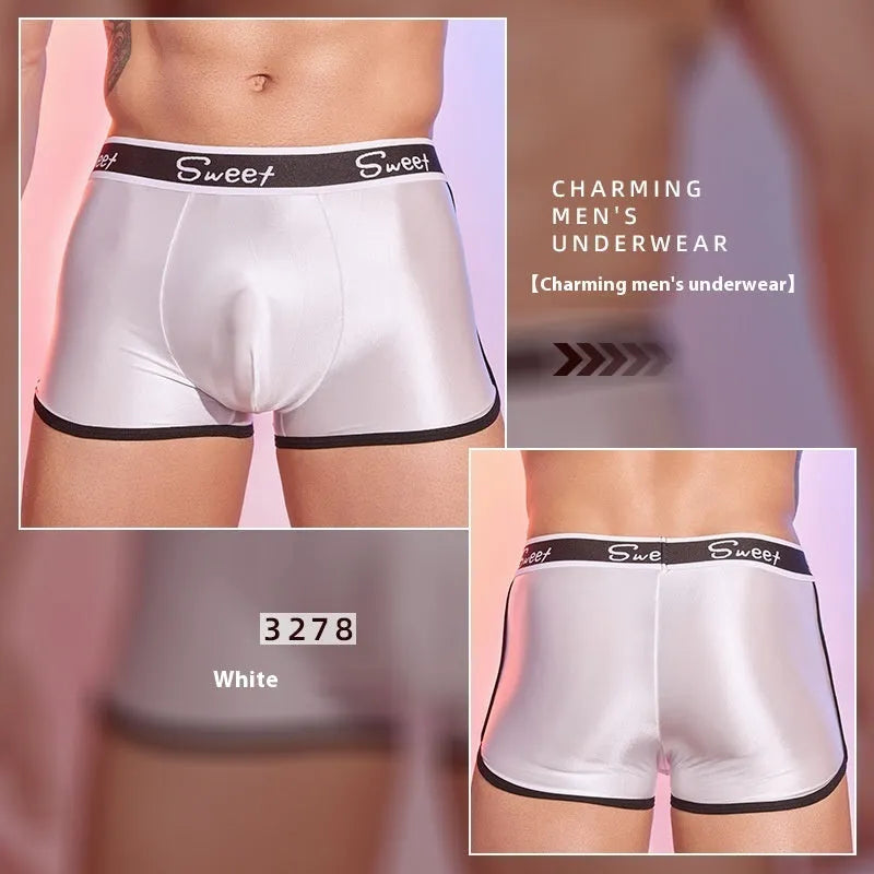 Men's nylon boxers in black, white, and sapphire blue colours, free size fit