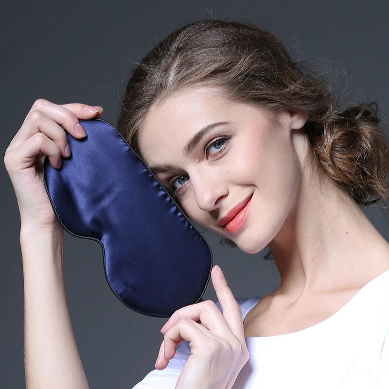 Double-sided mulberry silk eye mask with embroidered design in multiple colour options