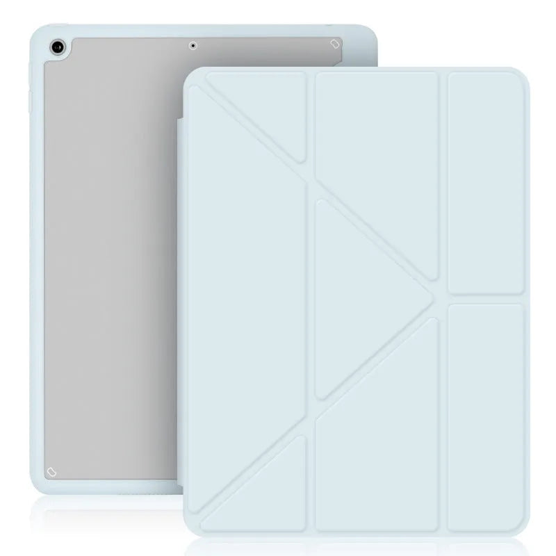 Acrylic Y folding iPad protective case in dark grey with built-in bracket and pen slot