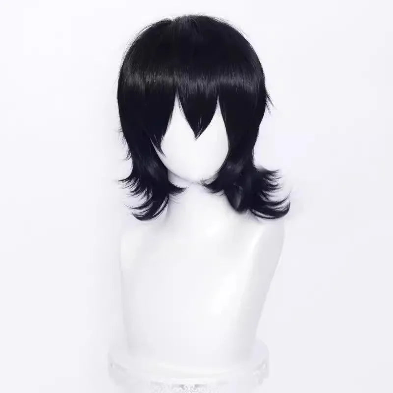 Men's short anime cosplay wig in multiple colours made from heat-resistant synthetic fibre