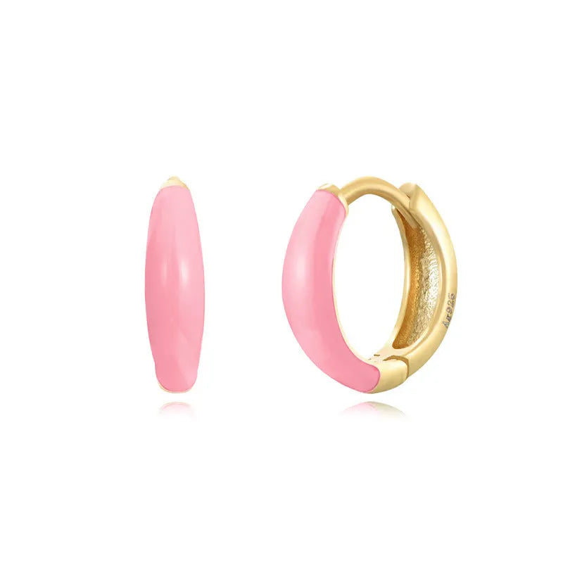 Geometric U-shaped oval earrings with colour epoxy finish in seven colour options