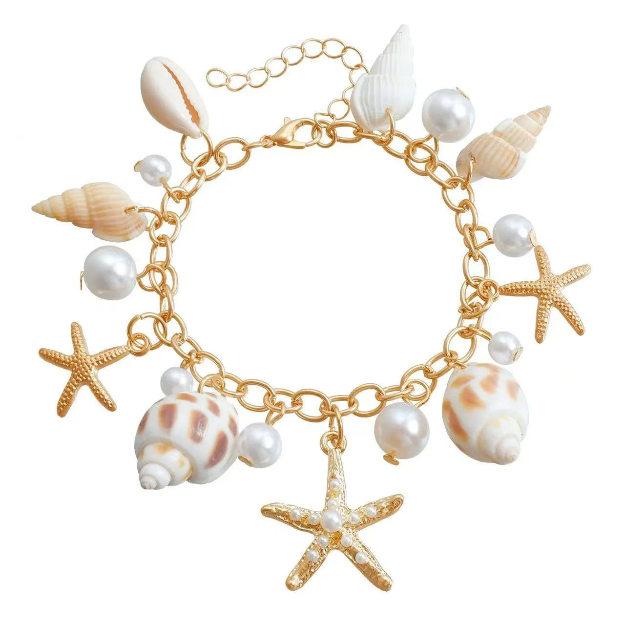 Women's alloy waist chain and matching bracelet set with star decorations and beach theme