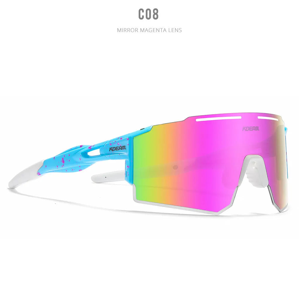 Polarised cycling sunglasses with frameless ultralight TR90 frames in a sporty style.