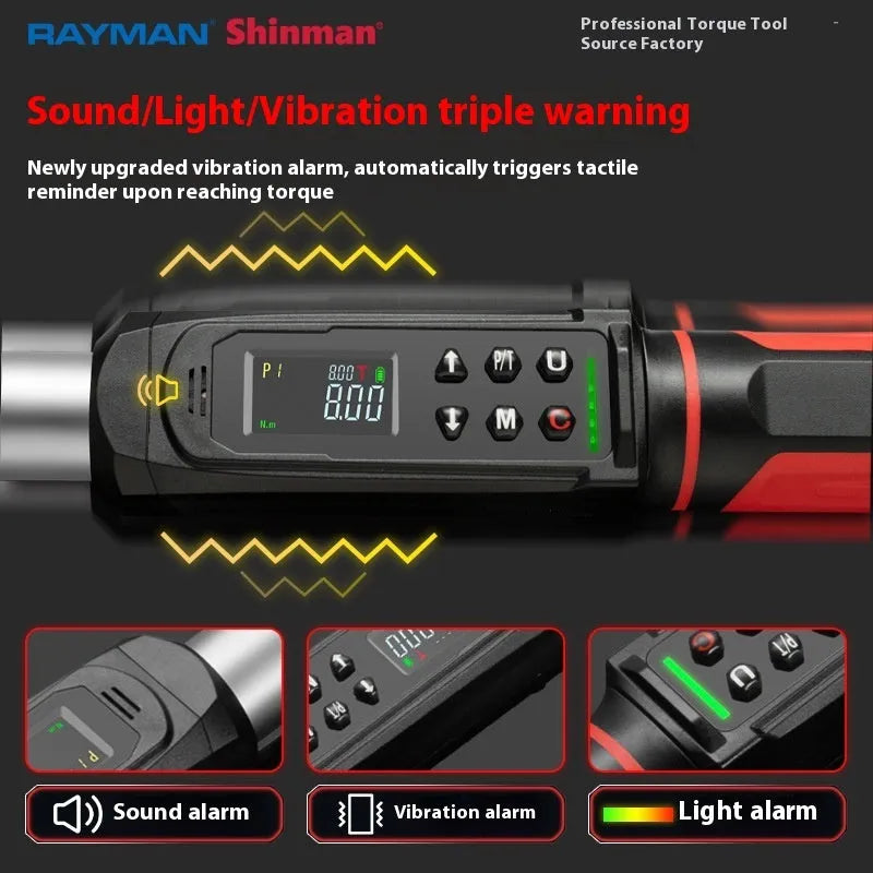 Digital display torque wrench with chrome-vanadium steel construction and electroplated finish